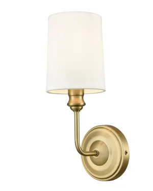 Leena Wall Sconce - Vintage Brass - White Glass - 5.75in. Extension - E12 Candelabra Base