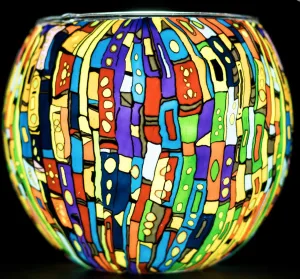 Light Glass Handcrafted Tea Light Holder Kaleidoscope with USB Rechargeable Light