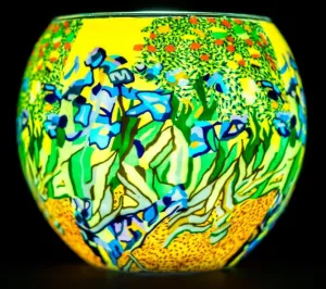 Light Glass Handcrafted Tea Light Holder My Garden with USB Rechargeable Light
