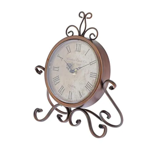 LOOM TREE Europe Style Vintage Classic Round Analog Table Clock Battery Operated