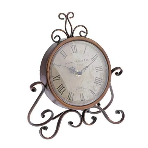 LOOM TREE Europe Style Vintage Classic Round Analog Table Clock Battery Operated