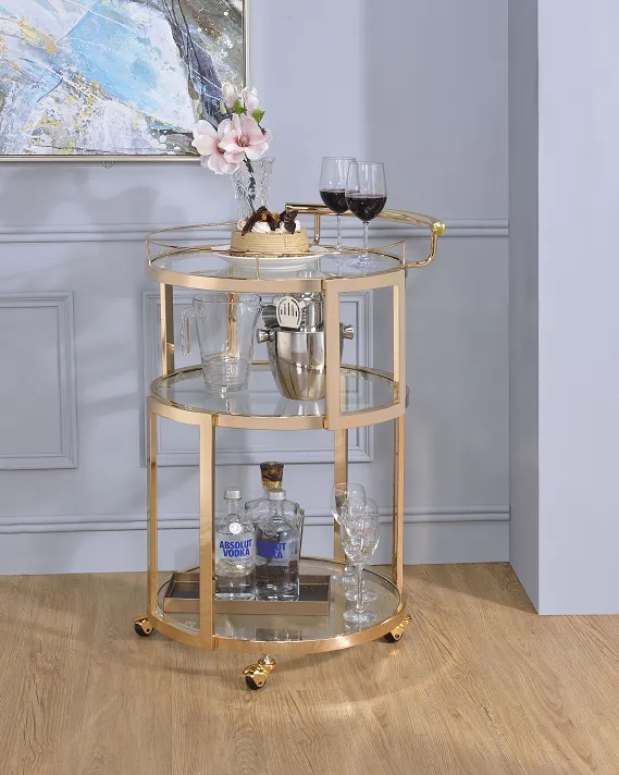 Madelina Gold & Clear Glass Serving Cart