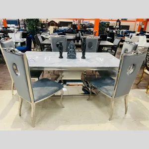 Marble Dining Set in Silver and Gold - B2MOD