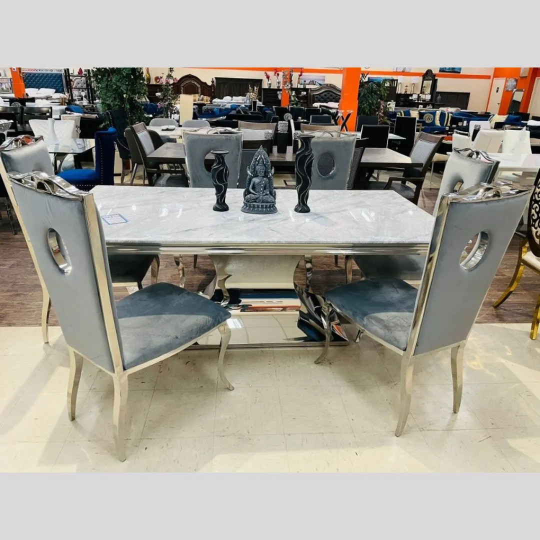 Marble Dining Set in Silver and Gold - B2MOD