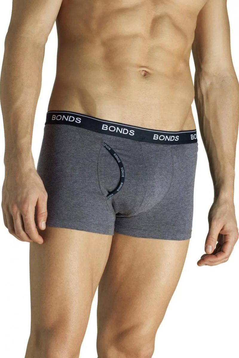 Mens Bonds Charcoal Marle Guyfront Trunks Underwear