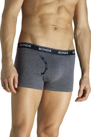 Mens Bonds Charcoal Marle Guyfront Trunks Underwear