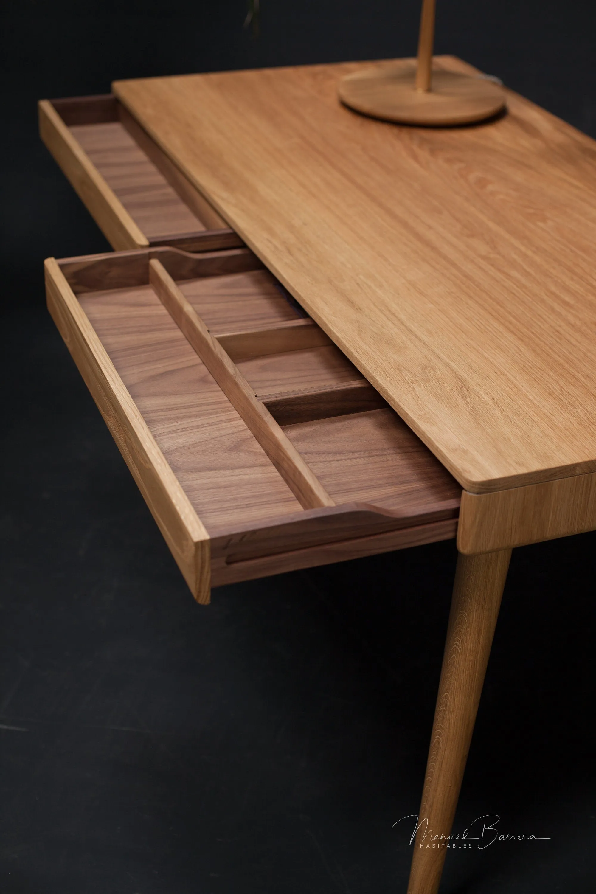 Mid-Century Solid Timber Desk (No Handles)