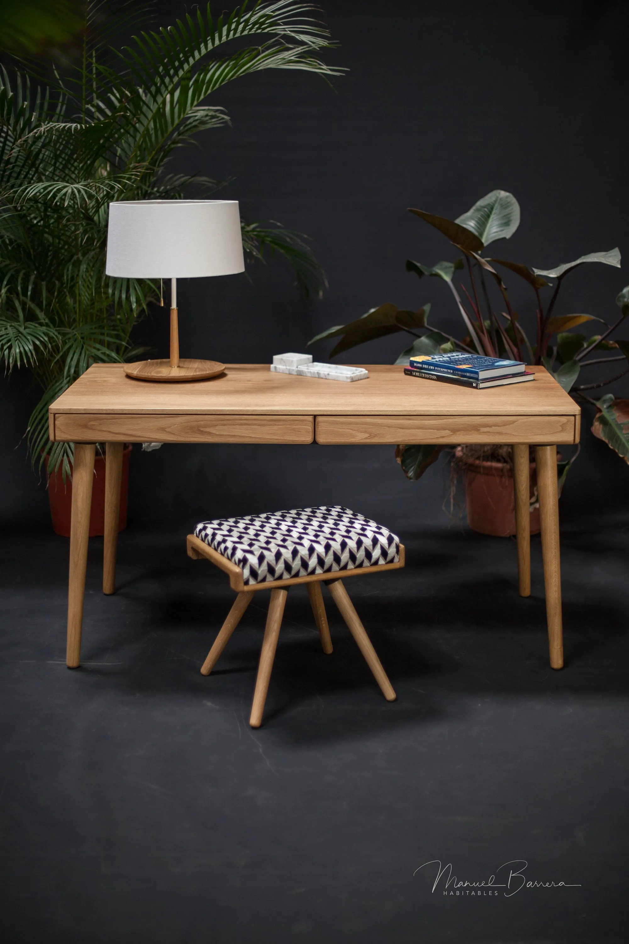 Mid-Century Solid Timber Desk (No Handles)