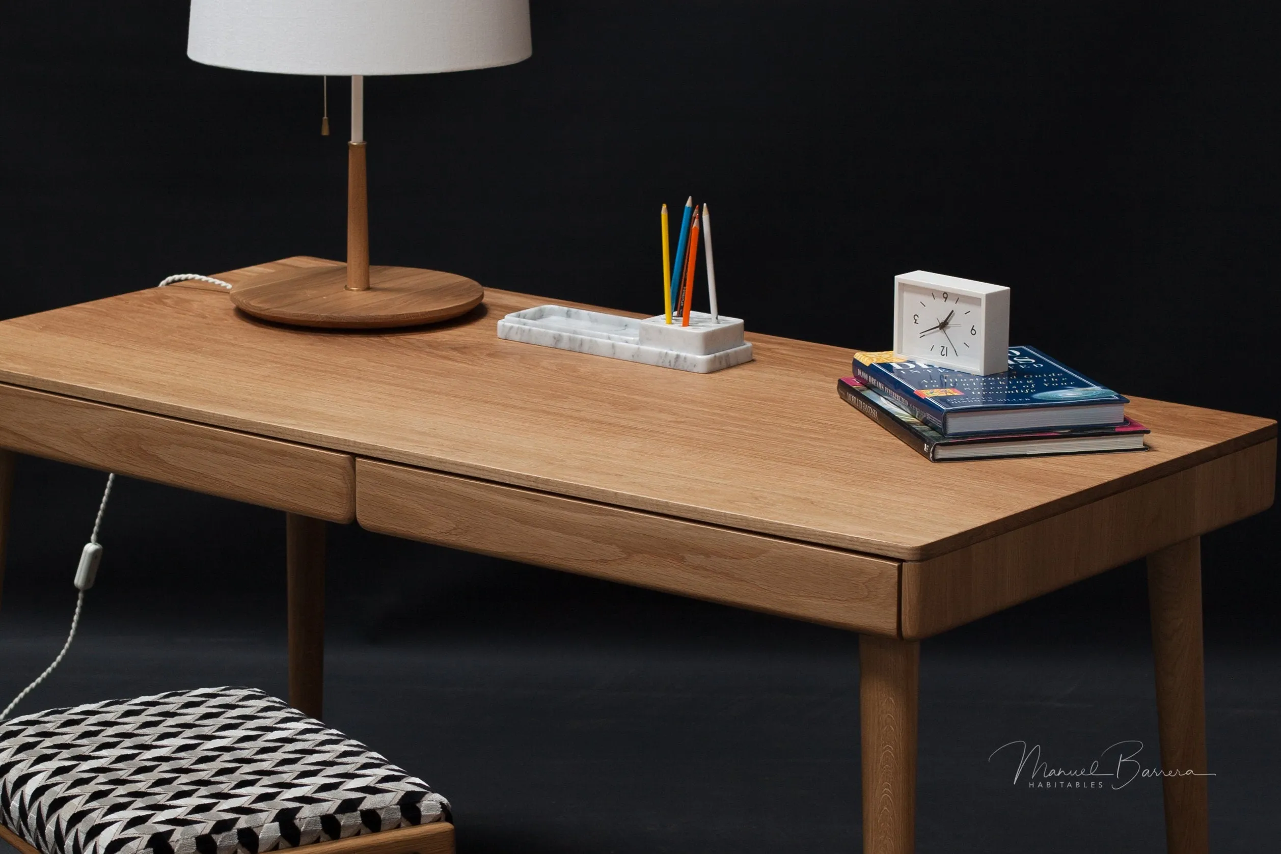 Mid-Century Solid Timber Desk (No Handles)