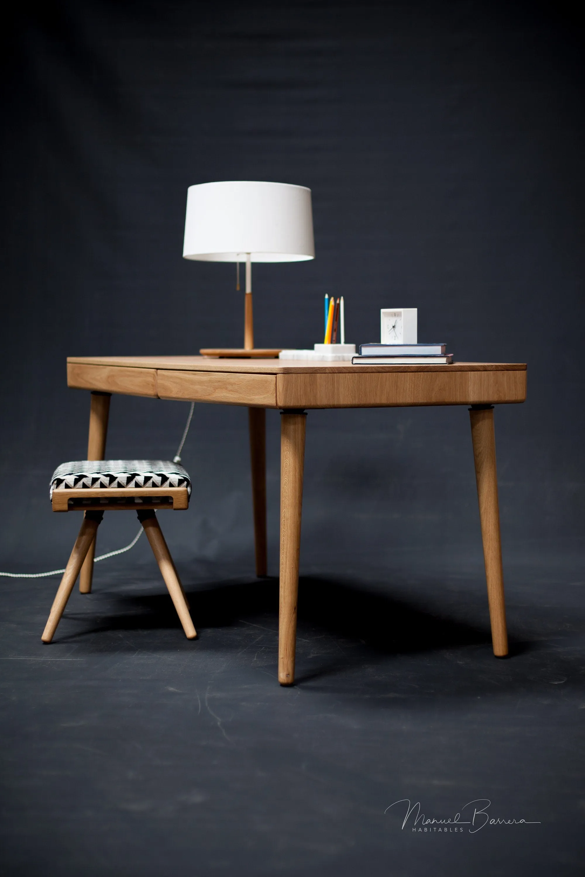 Mid-Century Solid Timber Desk (No Handles)