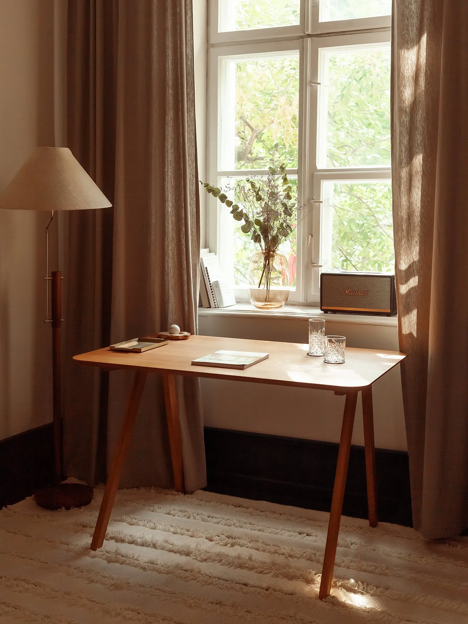 Minimalist Oak Wood Mid-Century Desk