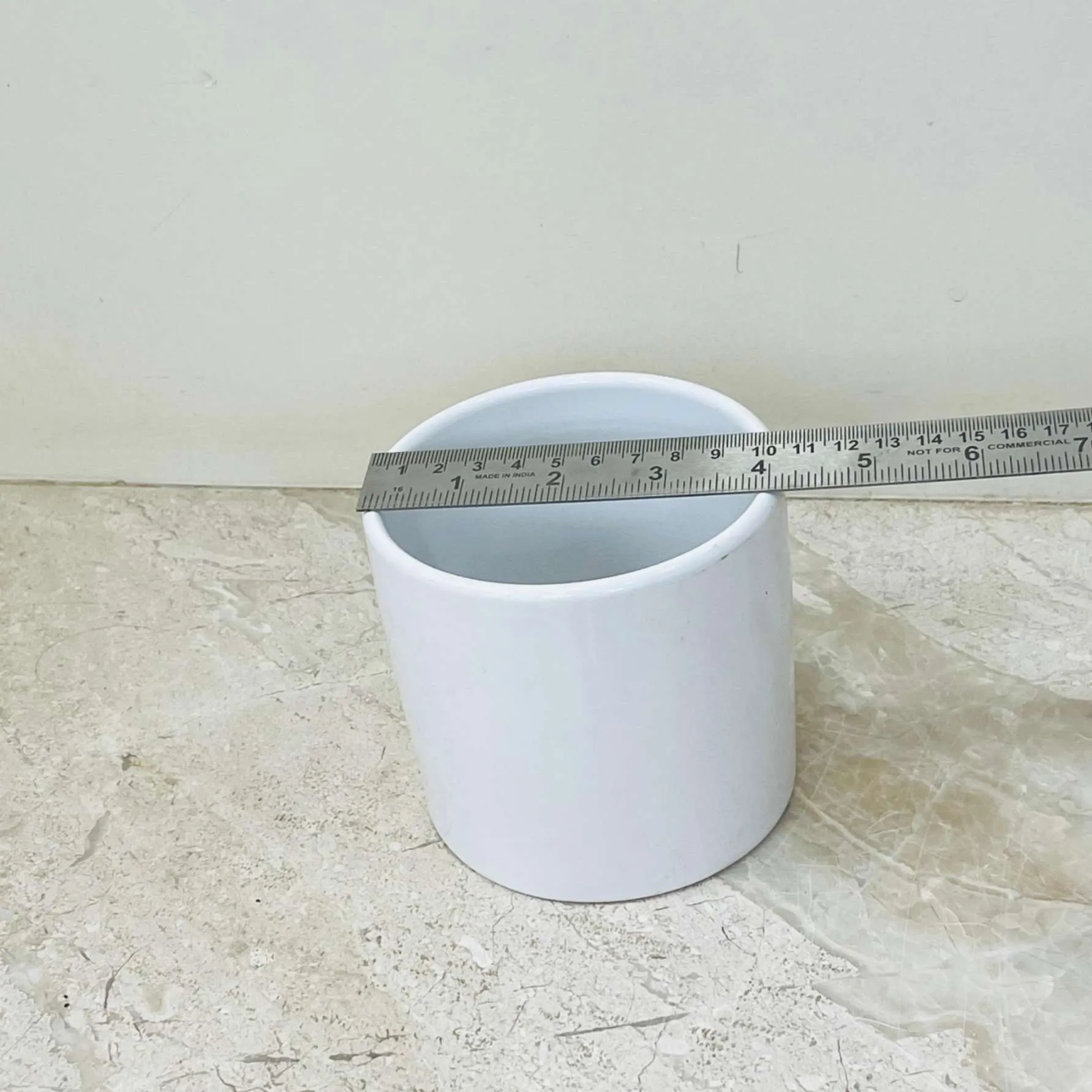 Minimalist White Ceramic Cylinder Planter