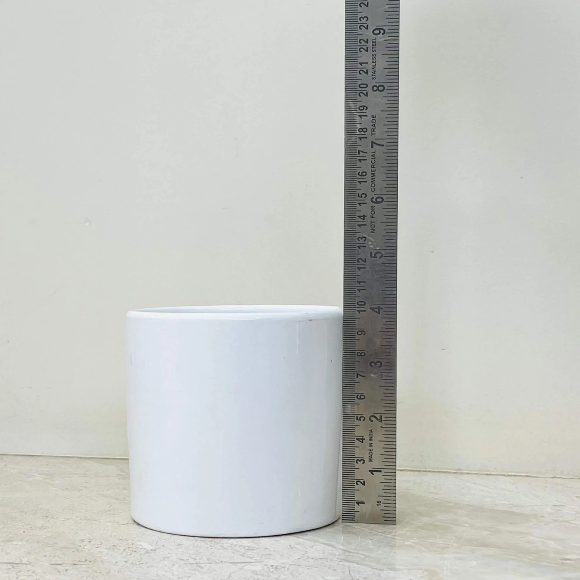 Minimalist White Ceramic Cylinder Planter