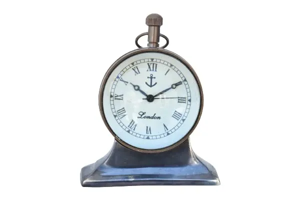 M.Nautical Star Black Antique Table/Desk Clock Royal Navy Style Handmade Collection Clock Working with Brass Base Free Send Timer Key Chain Decorative