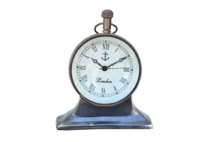 M.Nautical Star Black Antique Table/Desk Clock Royal Navy Style Handmade Collection Clock Working with Brass Base Free Send Timer Key Chain Decorative
