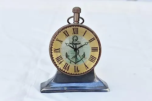 M.Nautical Star Table Clock Brass Antique Royal Navy Style Handmade Working Desk Clock Home & Office Decorative Clock