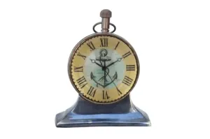 M.Nautical Star Table Clock Brass Antique Royal Navy Style Handmade Working Desk Clock Home & Office Decorative Clock