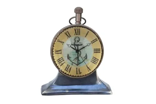 M.Nautical Star Table Clock Brass Antique Royal Navy Style Handmade Working Desk Clock Home & Office Decorative Clock