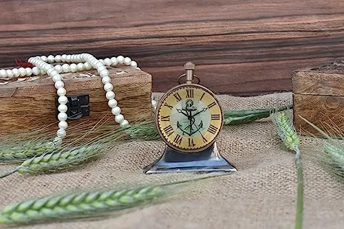 M.Nautical Star Table Clock Brass Antique Royal Navy Style Handmade Working Desk Clock Home & Office Decorative Clock