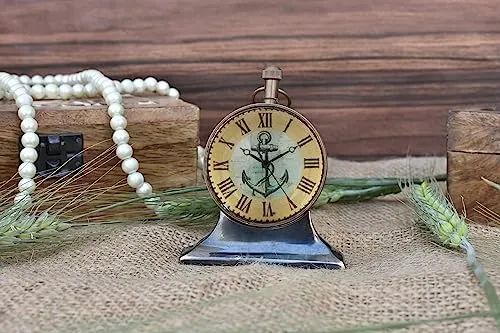 M.Nautical Star Table Clock Brass Antique Royal Navy Style Handmade Working Desk Clock Home & Office Decorative Clock