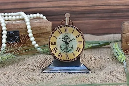 M.Nautical Star Table Clock Brass Antique Royal Navy Style Handmade Working Desk Clock Home & Office Decorative Clock
