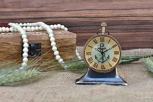 M.Nautical Star Table Clock Brass Antique Royal Navy Style Handmade Working Desk Clock Home & Office Decorative Clock