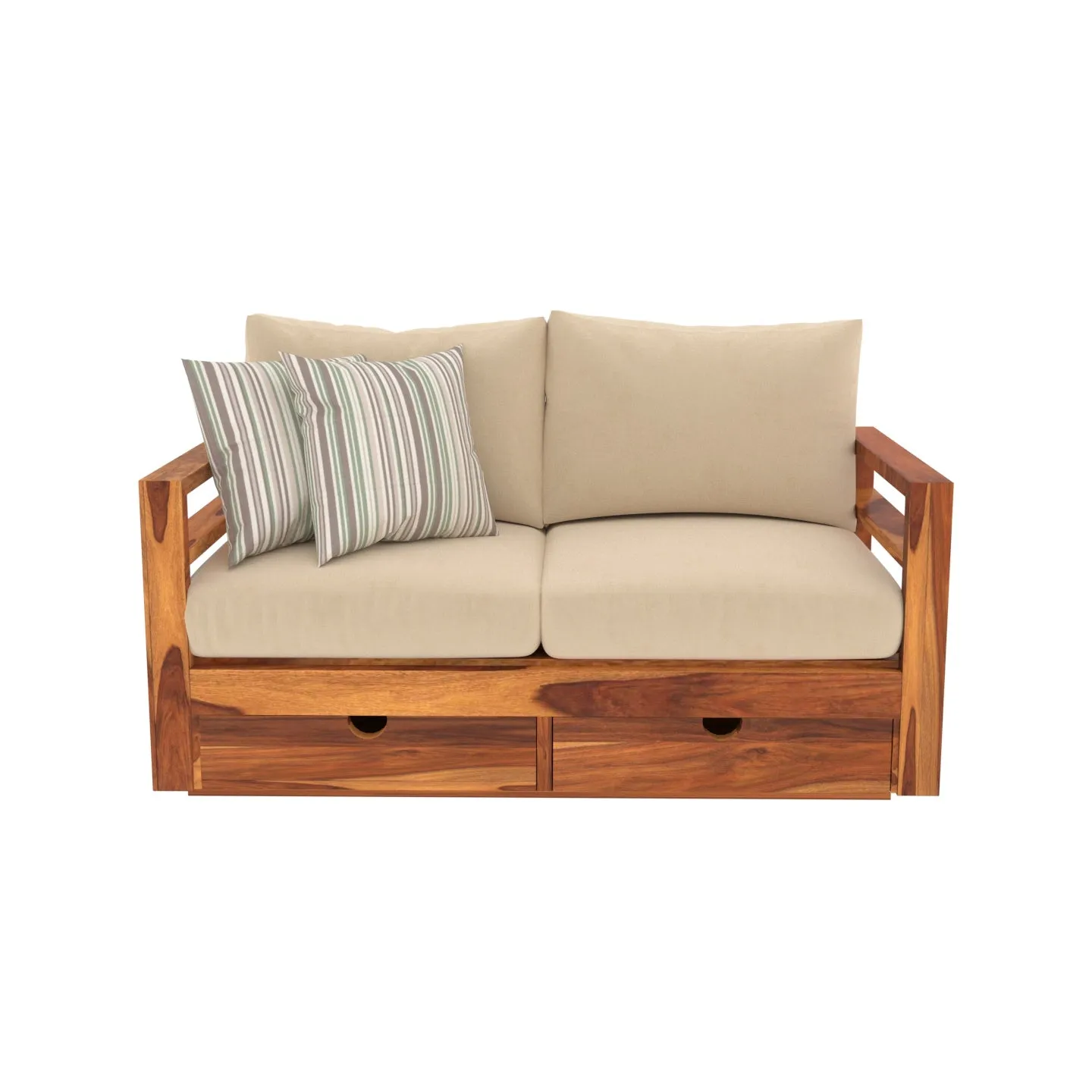Moccasin Shaded Vintage Wooden Sofa With Storage