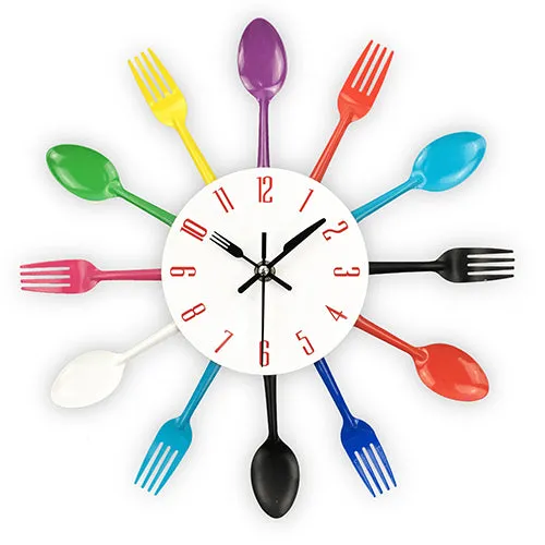 Modern Kitchen Cutlery Wall Clocks Spoon Fork Creative - Home Decor