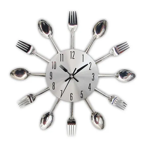 Modern Kitchen Cutlery Wall Clocks Spoon Fork Creative - Home Decor