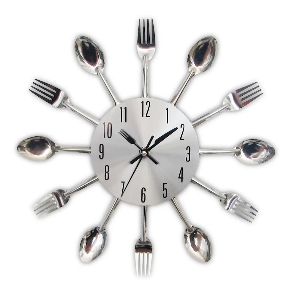 Modern Kitchen Cutlery Wall Clocks Spoon Fork Creative - Home Decor