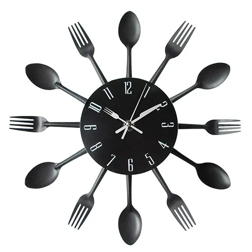 Modern Kitchen Cutlery Wall Clocks Spoon Fork Creative - Home Decor