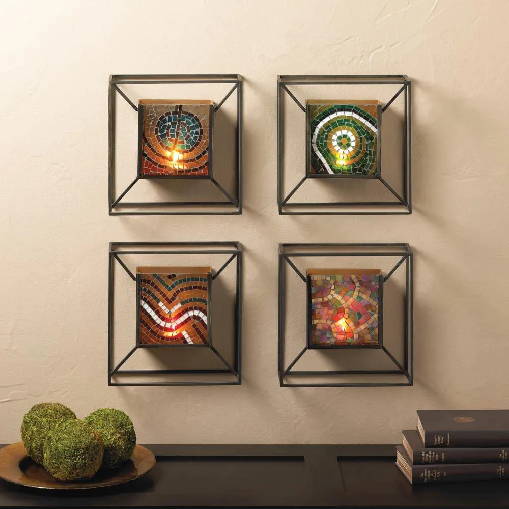 Mosaic Waves Of Multi Color Wall Sconce