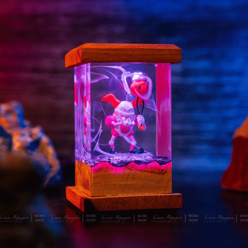 Mr. Mime Night Light, Desk Decoration, Bedroom, Handmade, Ideal for Gift Giving
