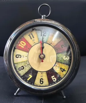M/S ALFA Enterprises Table Clock Wooden Antique Colours Numbers Beautiful