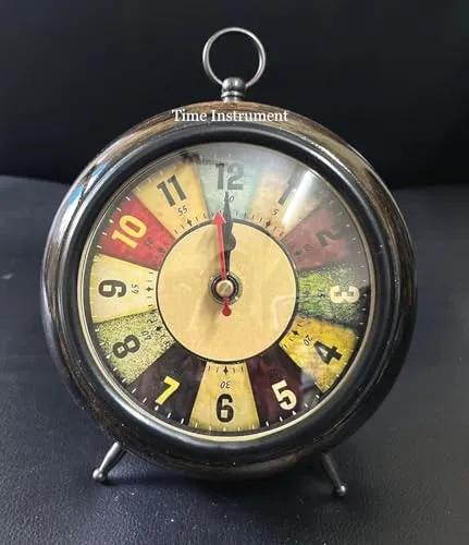 M/S ALFA Enterprises Table Clock Wooden Antique Colours Numbers Beautiful
