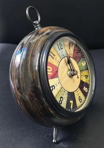 M/S ALFA Enterprises Table Clock Wooden Antique Colours Numbers Beautiful