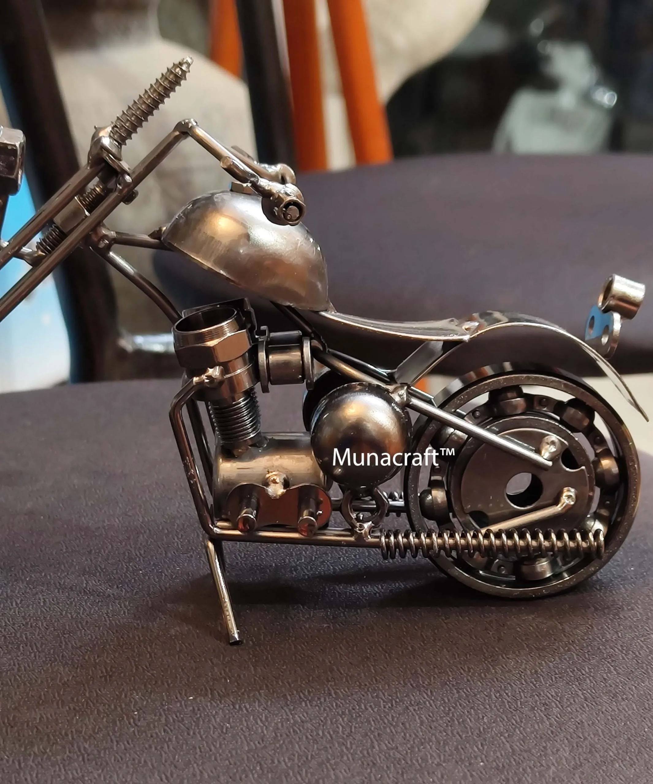 Munacraft Metal Bike Table Clock Antique Style Handmade Product