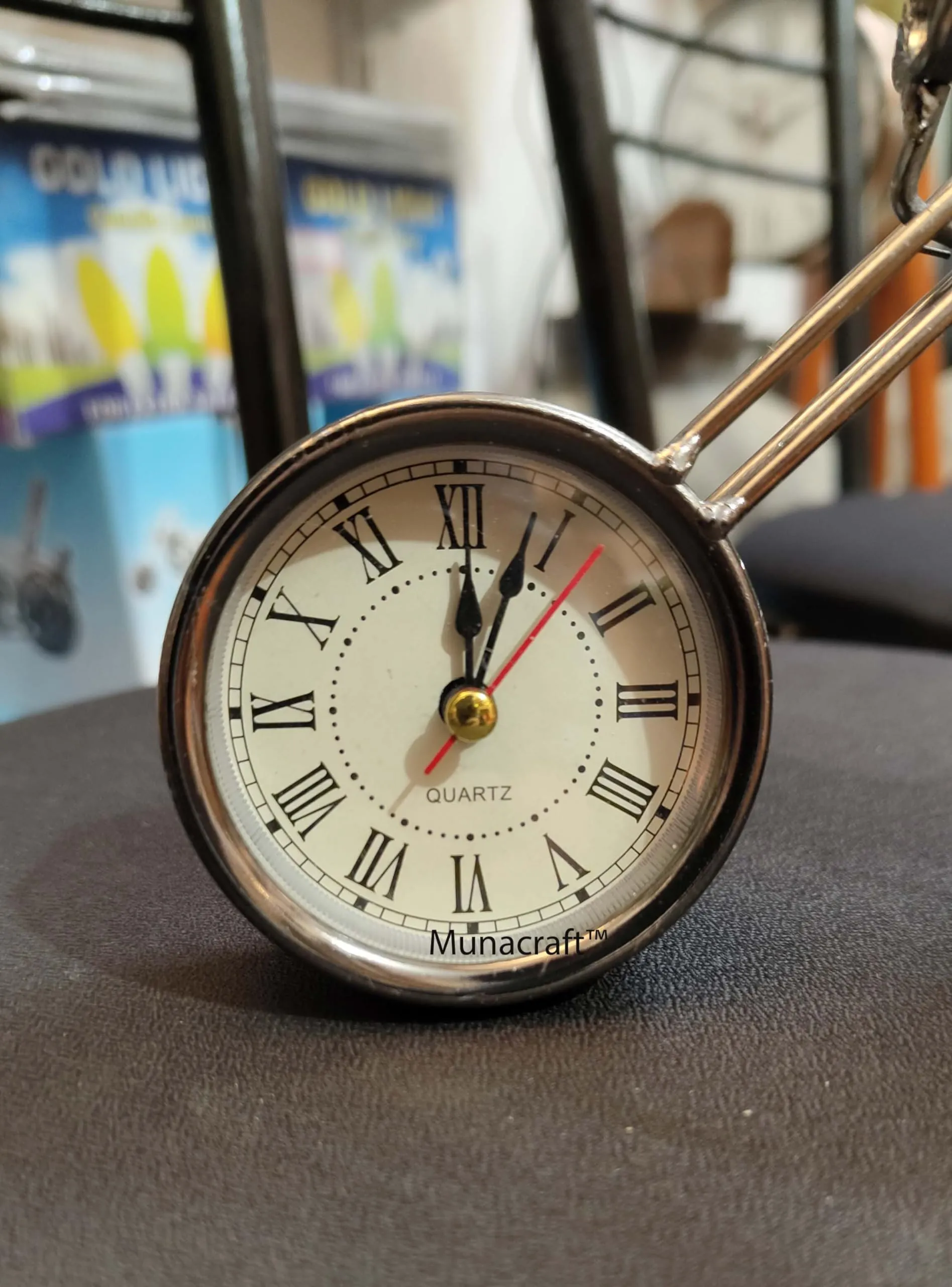 Munacraft Metal Bike Table Clock Antique Style Handmade Product
