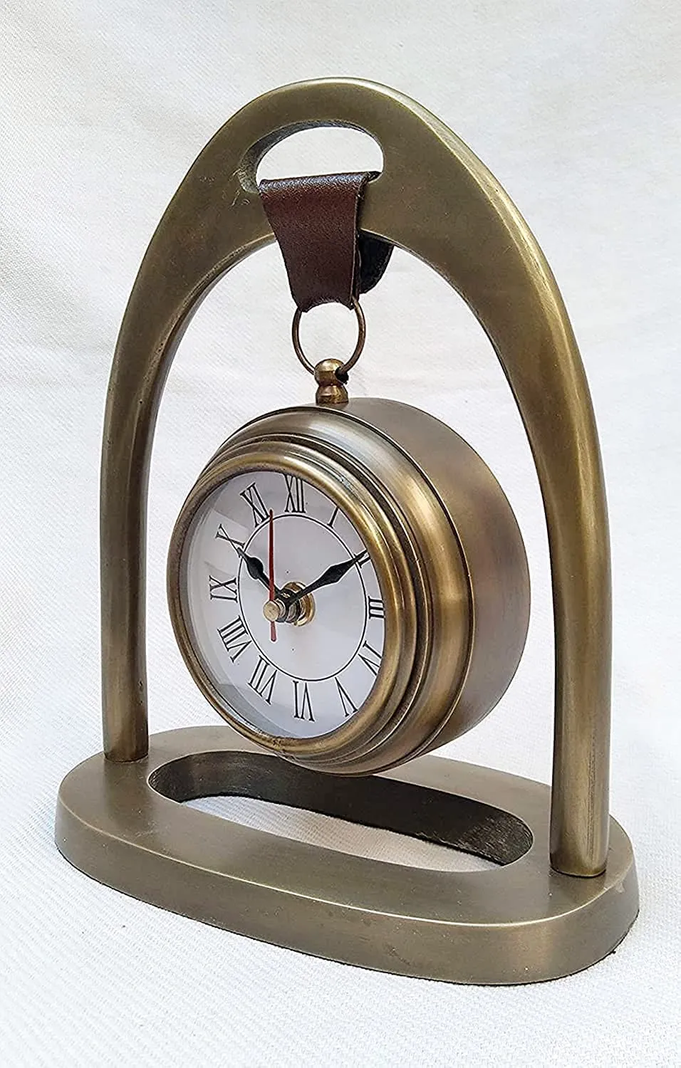 MZ Enterprises Handmade Brass Table Top Clock Desk Clock Antique Style Roman Number Home Office Studio Living Room Decor Decoration Gift Item