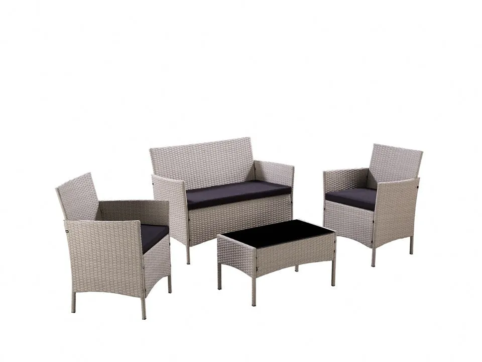 Newport Garden Rattan Lounge Set, Light Grey with Cover