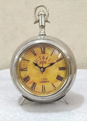 NOOR COLLECTION Handmade Table Top Clock Desk Clock Victoria Style Roman Number Beautiful Table Clock| Hanging Table Clock| Home & Office Bed Room Studio Decoration | 6 inch Brown