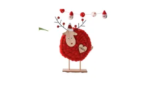 Nordic Handmade Wool Felt Christmas Deer Wood Board Decoration