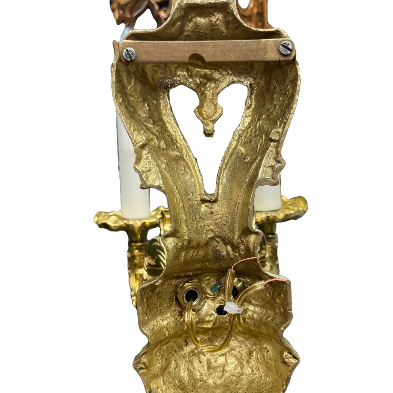 Pair Heavy Cast Brass Two Light Sconces ca 1910 #2430