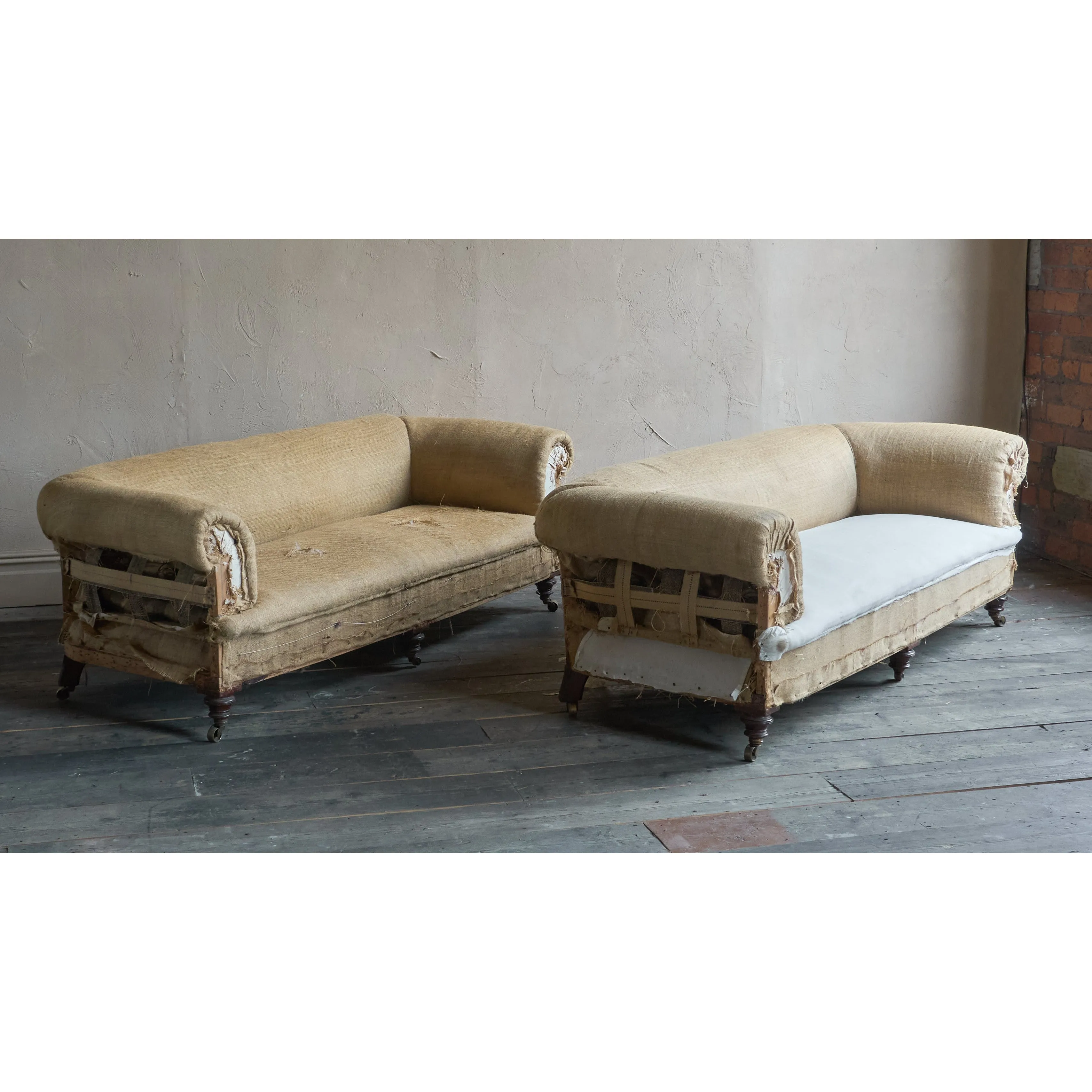 Pair of Antique Country House Chesterfield Sofas