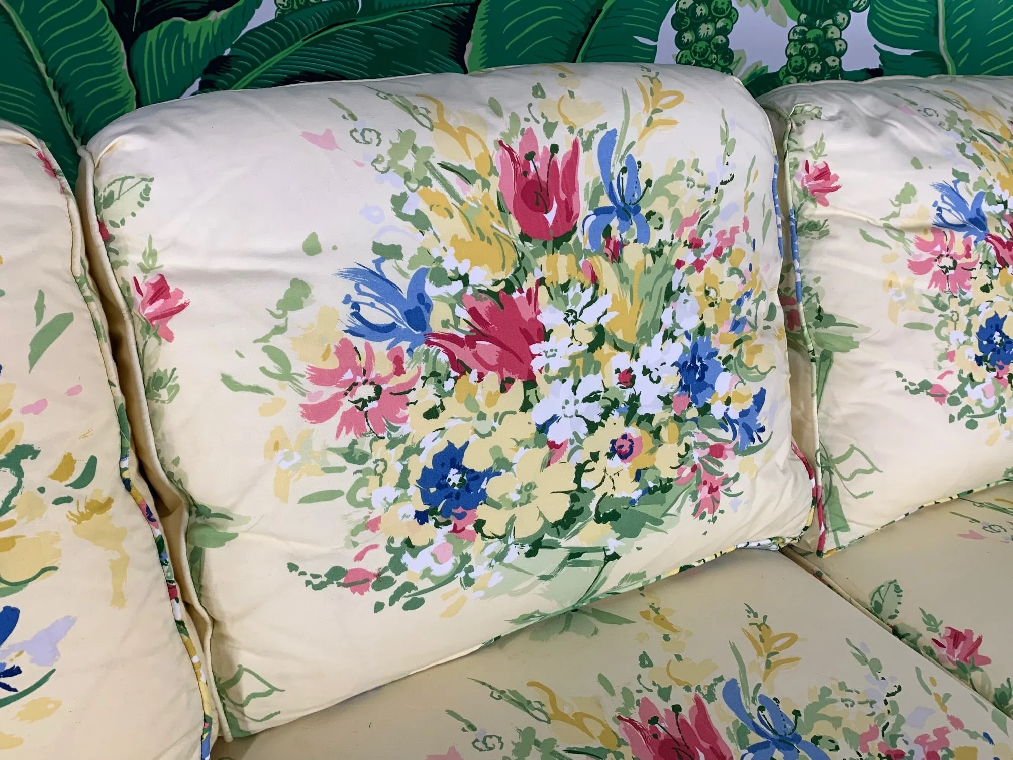 Pair of Floral Upholstered Sofas by Sherrill