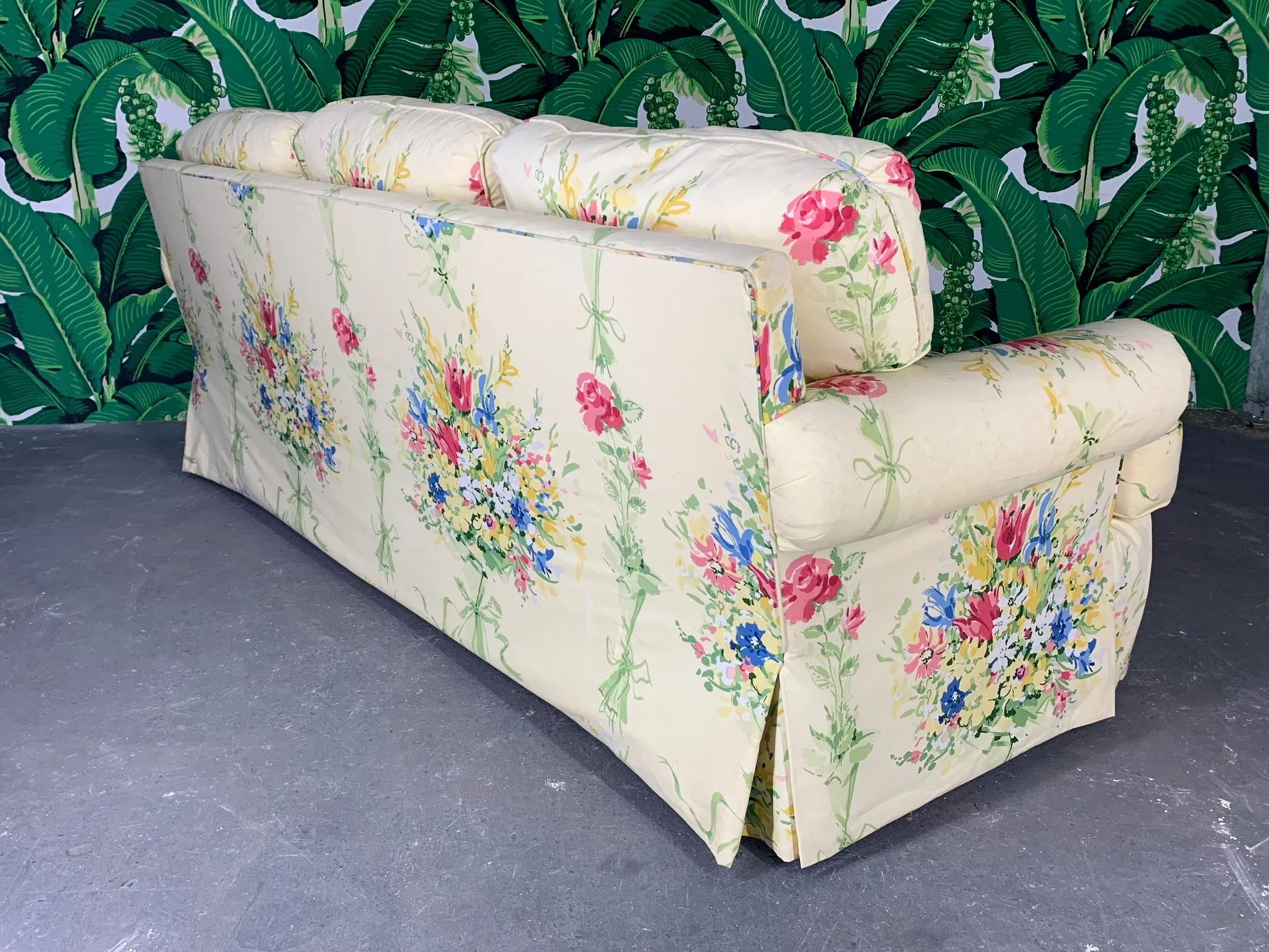 Pair of Floral Upholstered Sofas by Sherrill