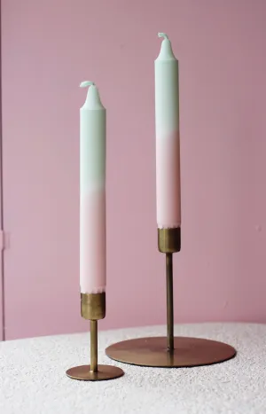 Pastel Green & Pink Tapered Candle