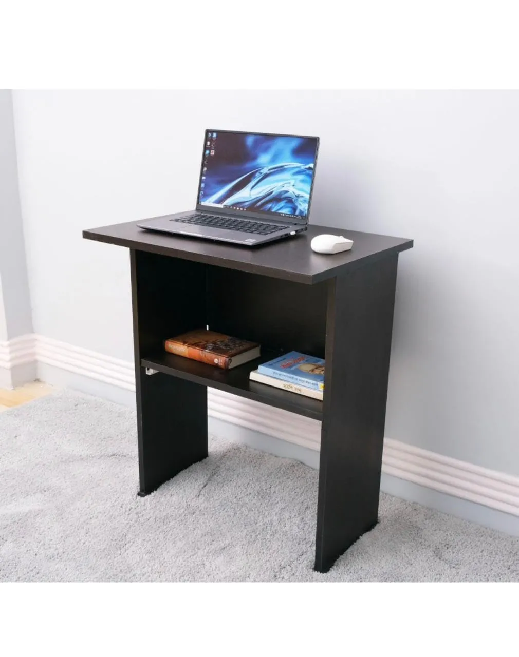 PEDPIX® Multipurpose Engineered Wooden Folding Work from Home Computer Table for Laptop Study, Home & Office Desk with Bookshelf, No-Assembly Table Standard Matt Finish