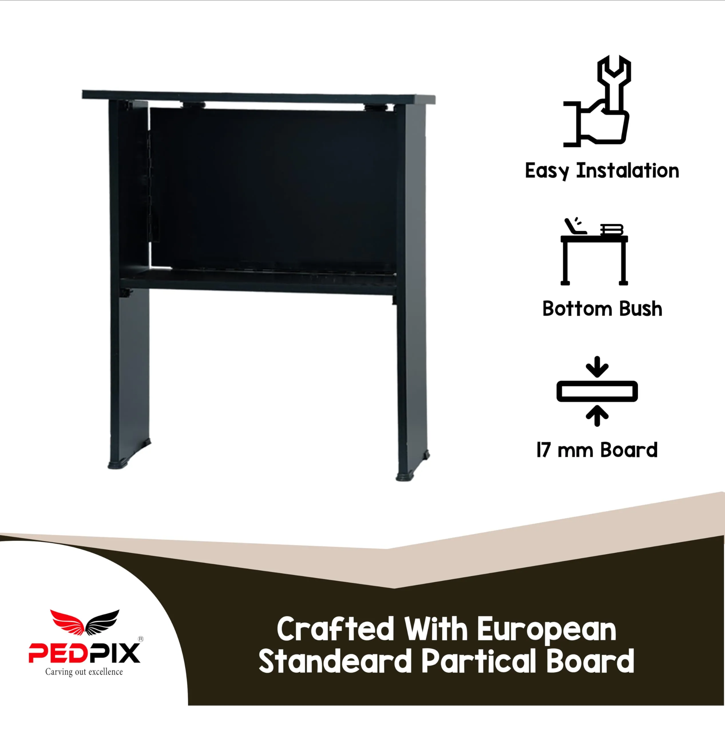 PEDPIX® Multipurpose Engineered Wooden Folding Work from Home Computer Table for Laptop Study, Home & Office Desk with Bookshelf, No-Assembly Table Standard Matt Finish