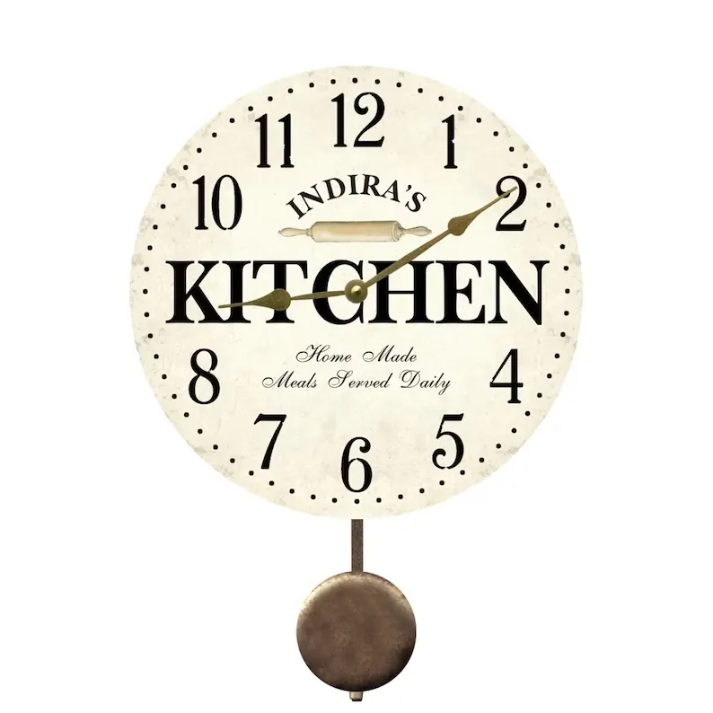 Personalized Kitchen Clock- White Kitchen Wall Clock